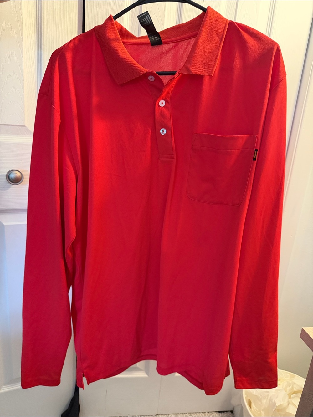 Men's Long Sleeve Red Polo Shirt